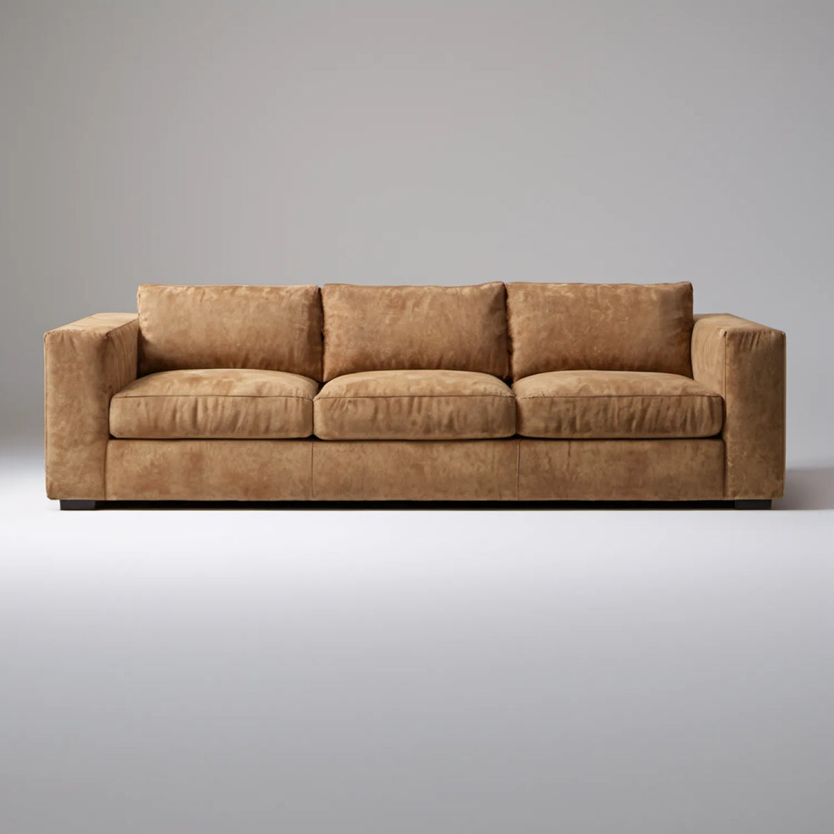 Karmelowa sofa trzyosobowa z mikrofibry poliestrowej 230 x 95 x 85 cm