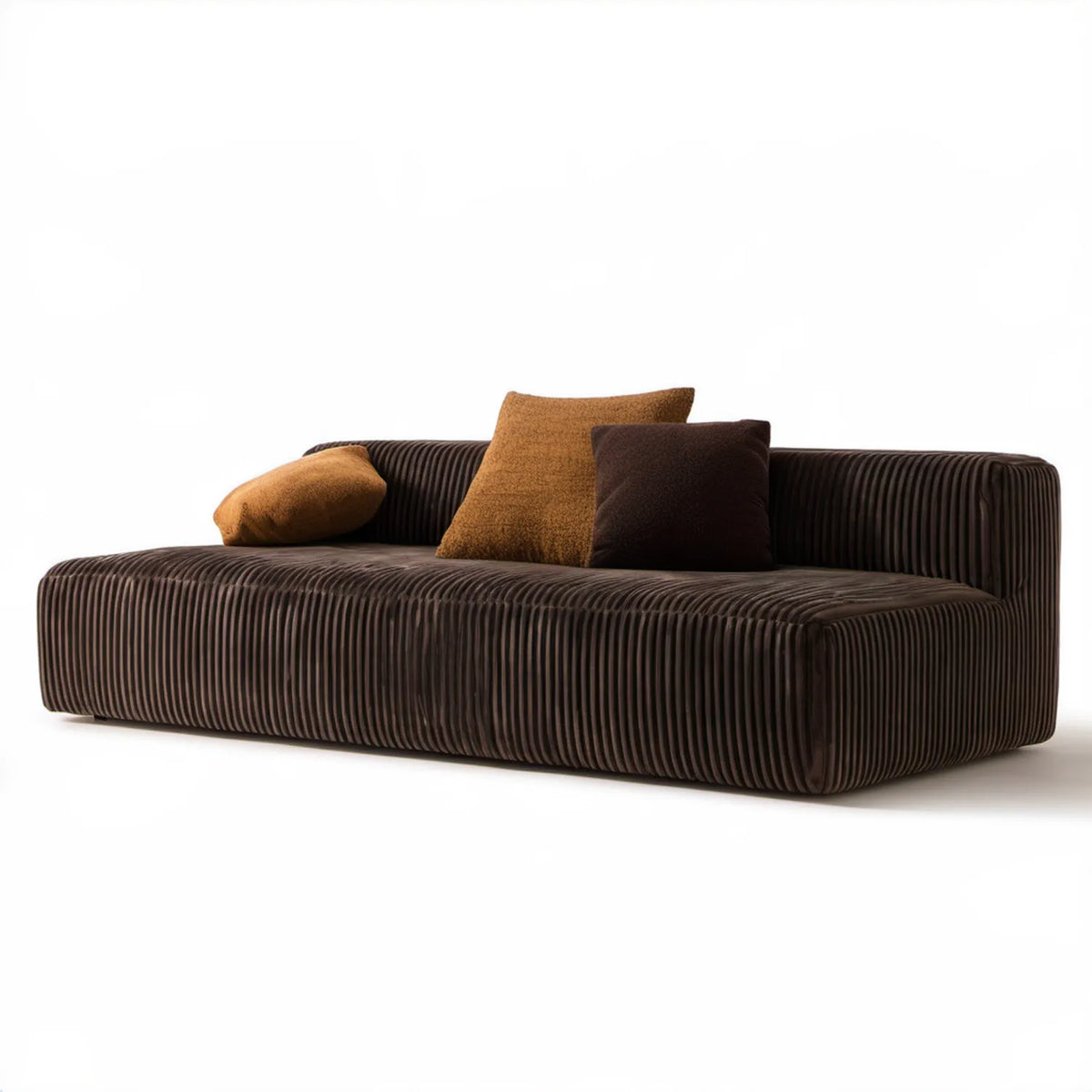 Trzyosobowa sofa ze sztruksową tapicerką ciemnobrązowa 220 x 95 x 70 cm