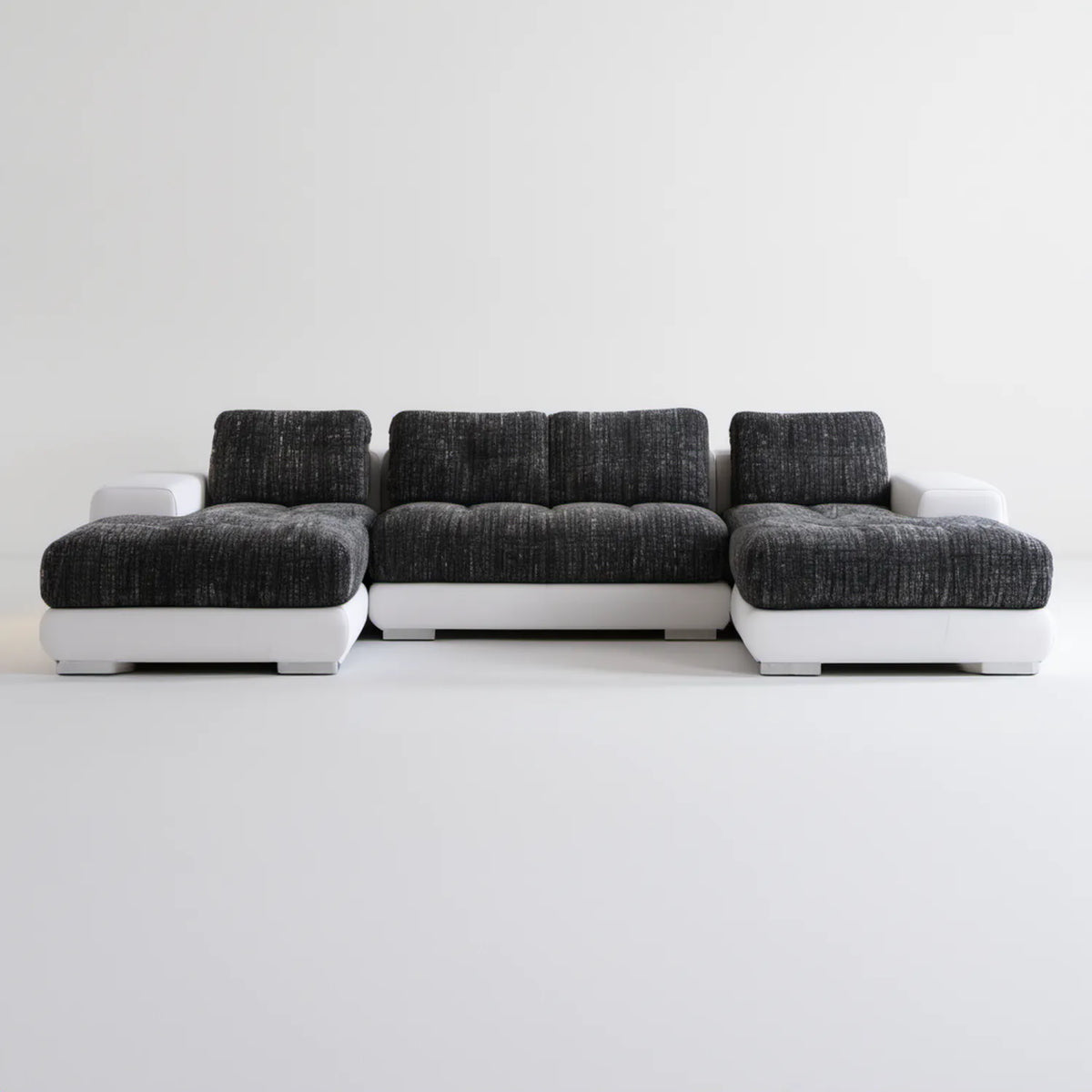 3-osobowa sofa modułowa grafitowo-biała z szarymi nóżkami, 300 x 100 x 85 cm