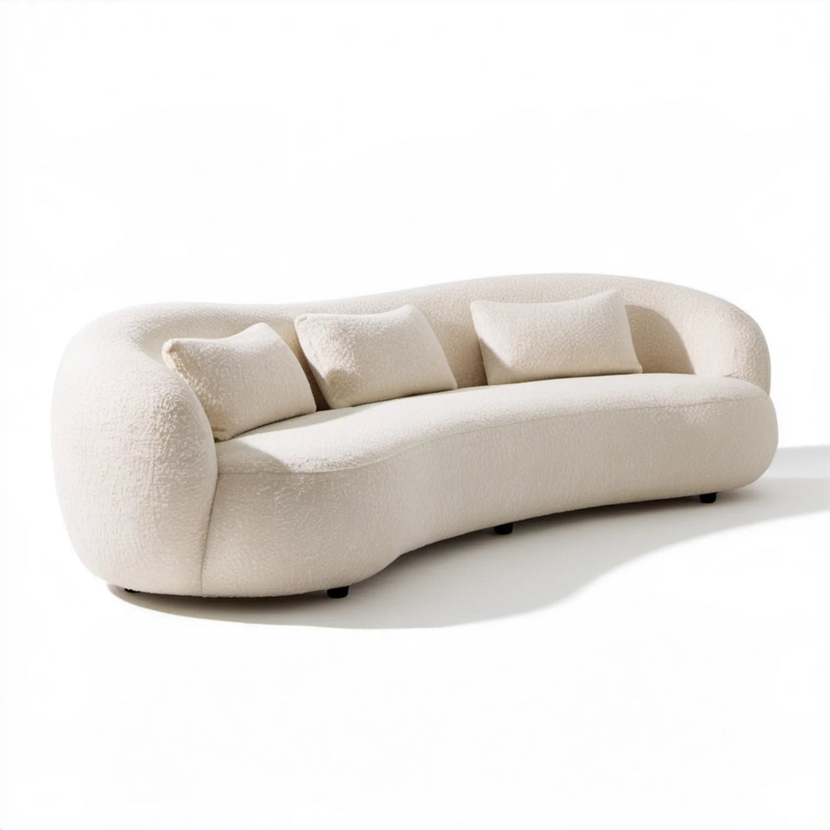 Kremowa sofa 3-osobowa bouclé 220 x 95 x 75 cm