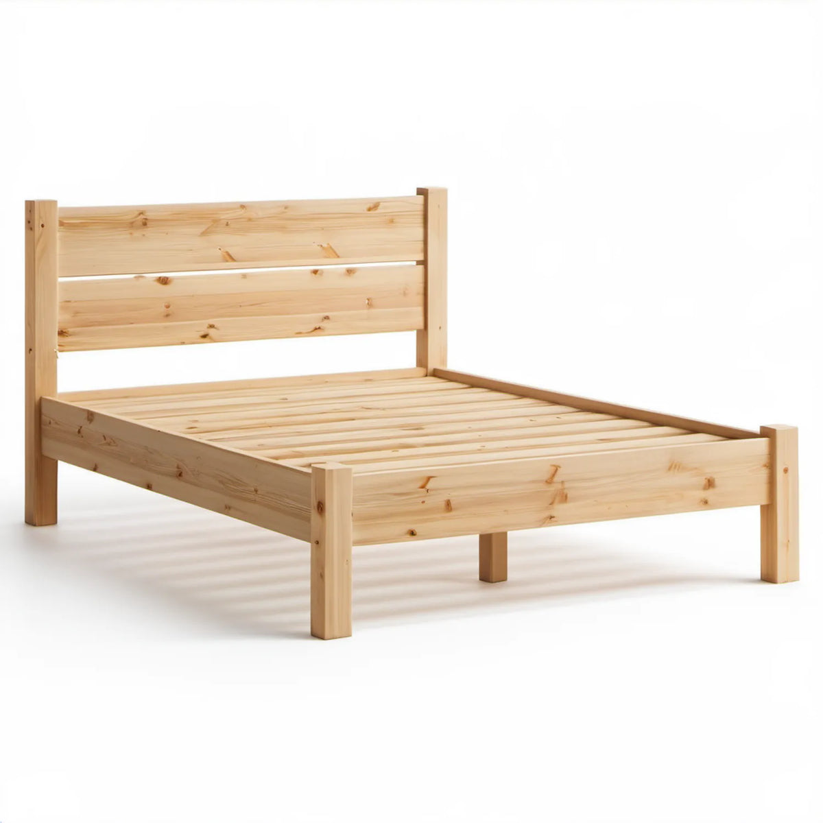 Naturalna rama z litego drewna sosnowego 140 x 200 cm ze stelażem listwowym