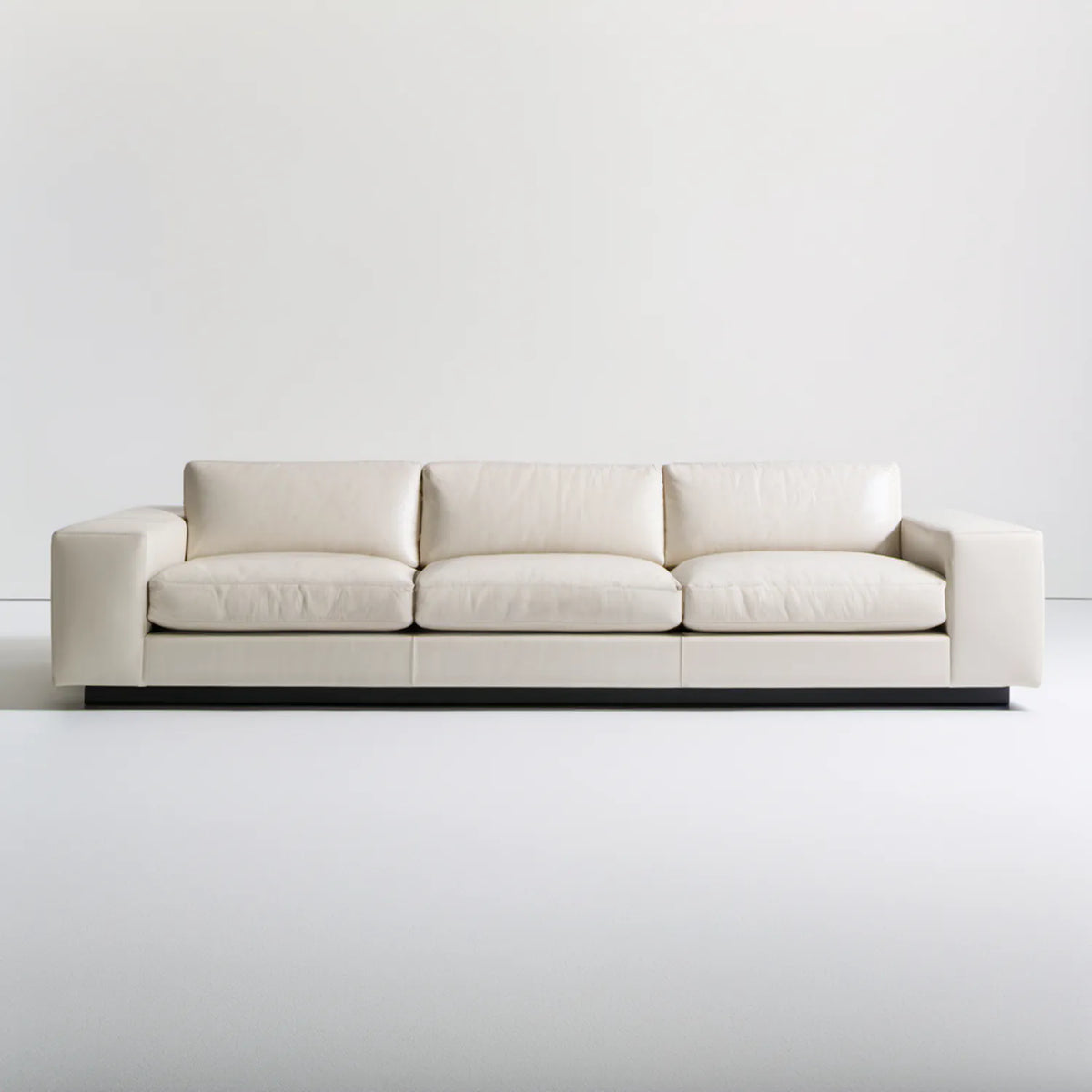 Trzyosobowa sofa z tapicerką PU, kremowo-czarna, 240 x 95 x 85 cm