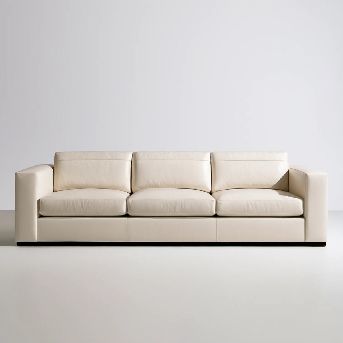 Trzyosobowa sofa ze skóry syntetycznej PU, kremowo-czarna, 240 × 95 × 85 cm