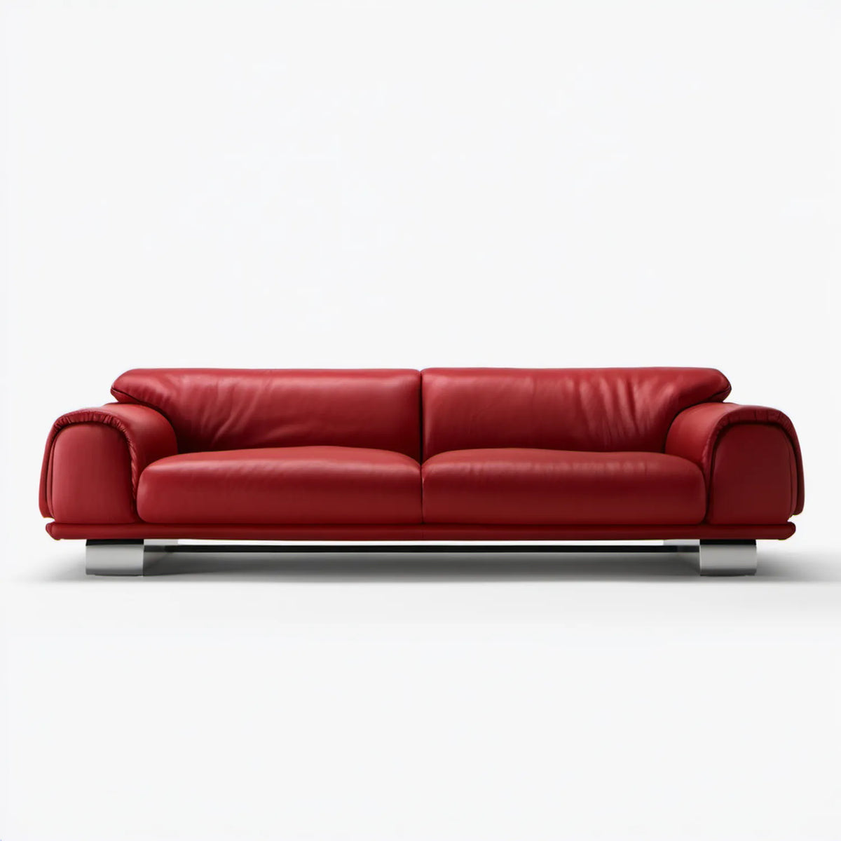 Trzyosobowa sofa z tapicerką ze skóry syntetycznej PU, czerwona, 220 x 95 x 88 cm